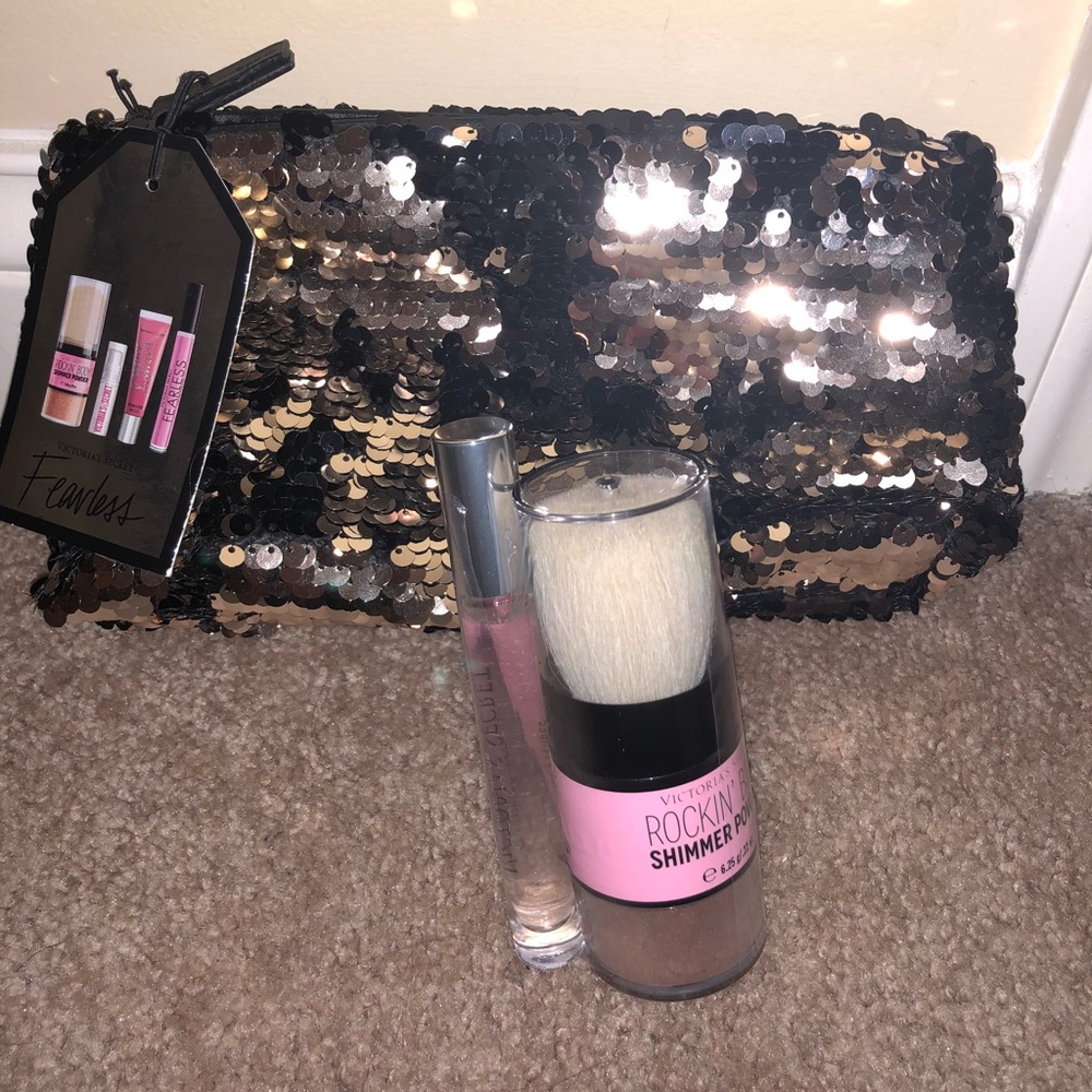 Victoria’s Secret makeup bag with products